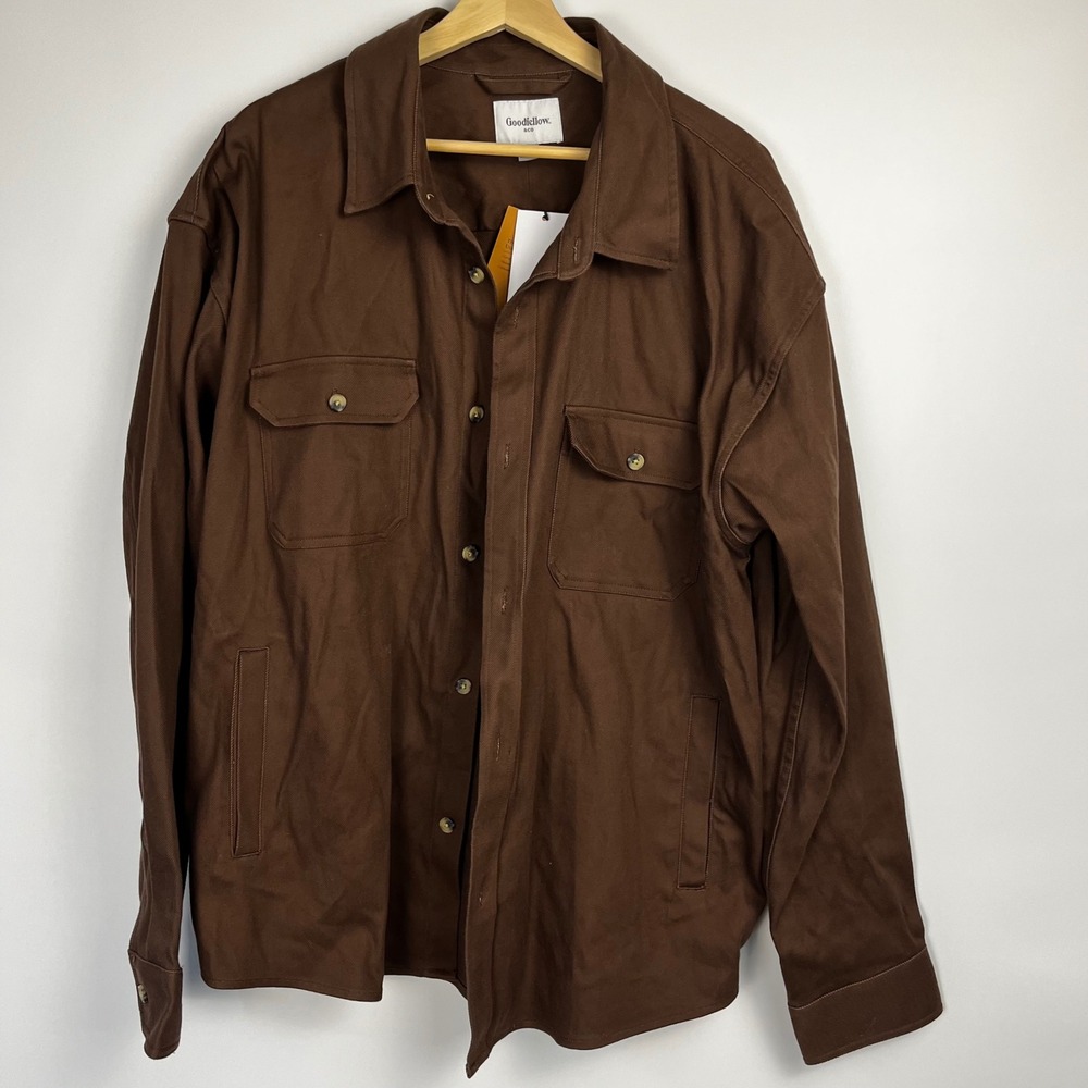 Goodfellow & Co Mens XL Brown Vintage Utility Shirt Long Sleeve Button Down NWT